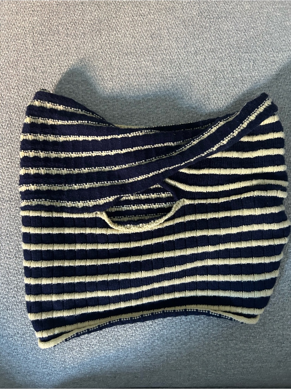 SHEIN Navy and yellow Striped Ribbed Top